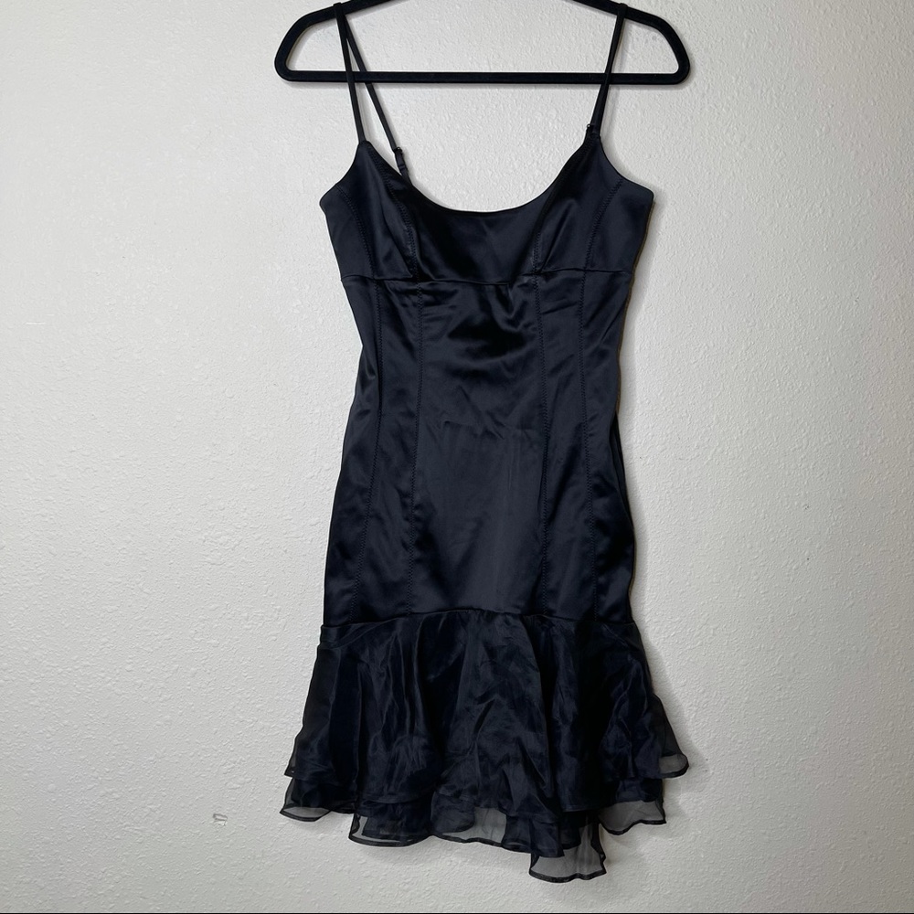 Bebe Black Satin Sleeveless Mini Dress